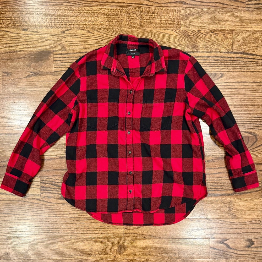 Madewell Flannel Oversized Ex-Boyfriend Shirt in Buffalo Check | Size M